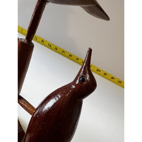 Folk Art Wood Carved Birds on a Tree Vintage Early 20th Century Sculpture Retro - Picture 12 of 16